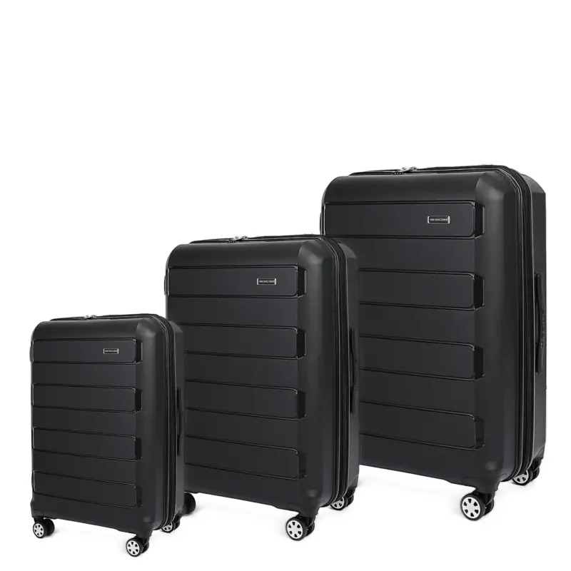 Σετ 3 βαλίτσες Newcom N1312 PC σετ 3 τεμαχίων 50x22x36 cm + 61x25x43 cm + 71x29x50 cm μαύρο
