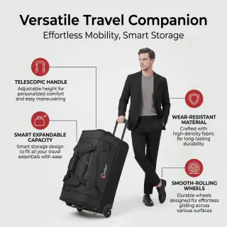Τροχοτσάντα Ταξιδιού Cardinal 65cm 73L 8507 μαύρο