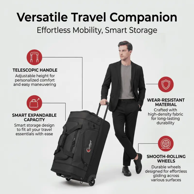 Τροχοτσάντα Ταξιδιού Cardinal 65cm 73L 8507 μαύρο