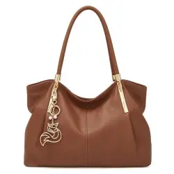 Δερμάτινη Γυναικεία Τσάντα Shopper ‘Ωμου Foxer 958136F καφέ