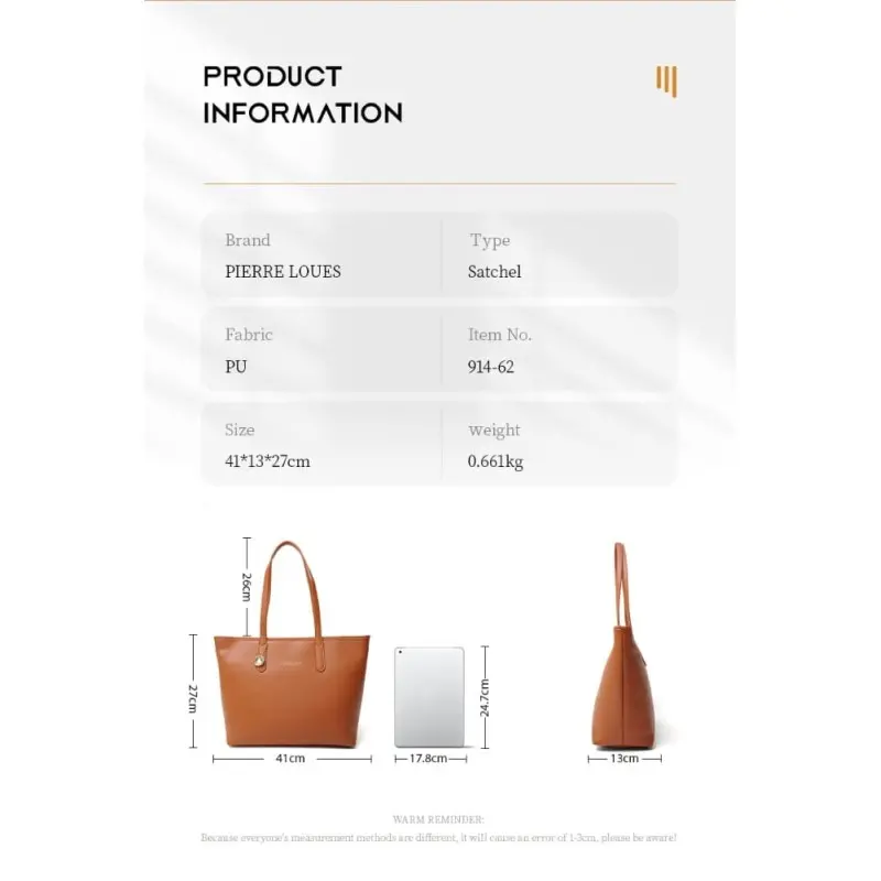 Γυναικεία Τσάντα Ώμου Shopper Pierre Loues 914-62 καφέ