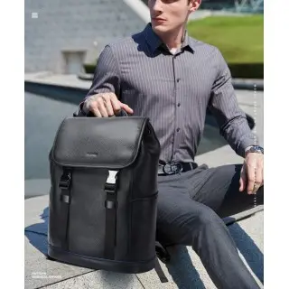 Δερμάτινο Σακίδιο πλάτης Αντικλεπτικό 24L Laptop 15,6” Bopai 61-123391 μαύρο