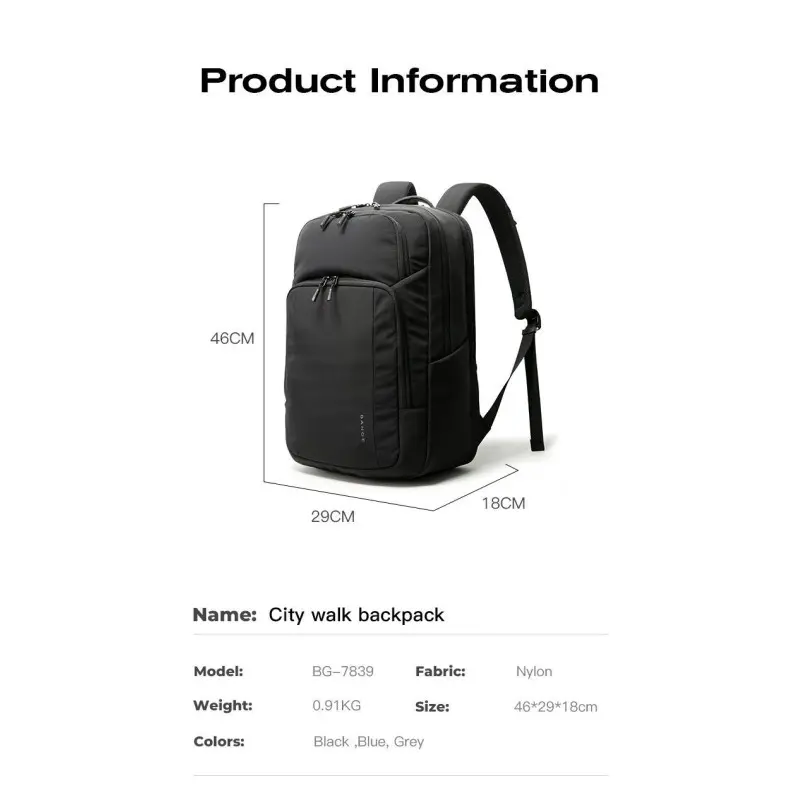 Σακίδιο πλάτης 24L Laptop 15,6” Bange 7839 μαύρο
