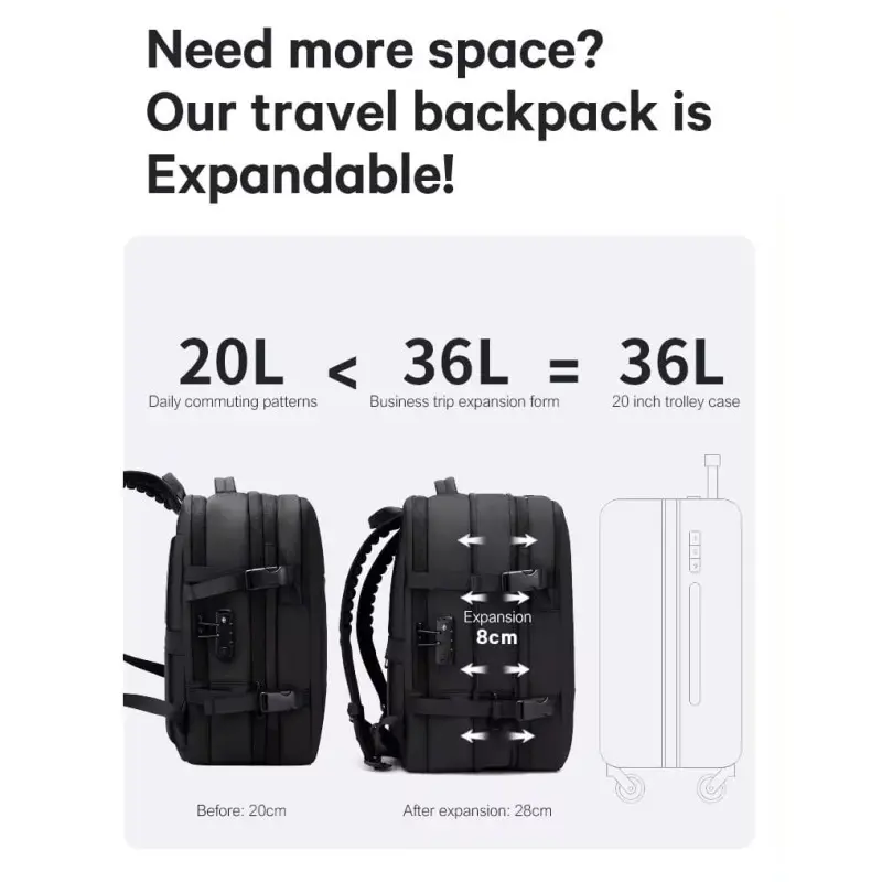 Σακίδιο πλάτης vacuum 36L Laptop 17,3” Bange 3028 μαύρο