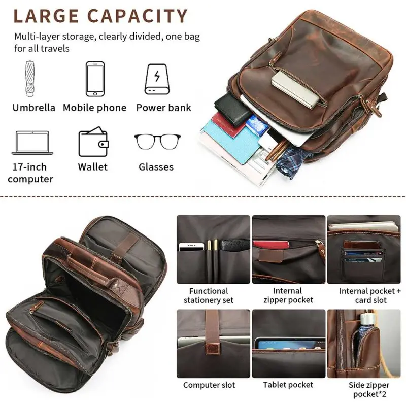 Δερμάτινο σακίδιο πλάτης Cardinal 35 L 2330 coffee