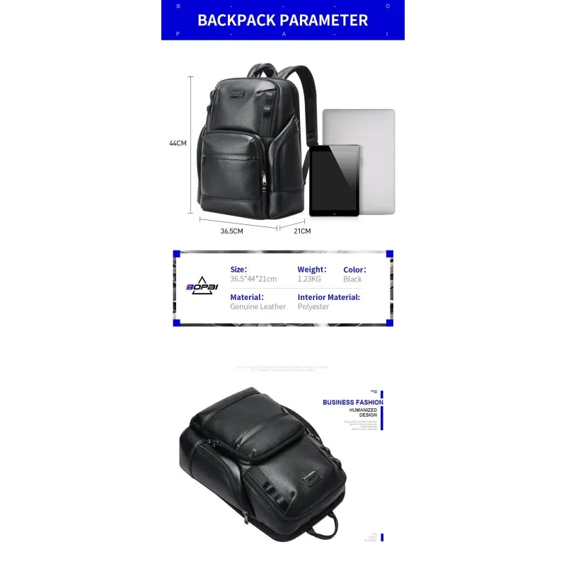 Δερμάτινο Σακίδιο 33L Laptop 15,6” Bopai 61-123511 μαύρο Δερμάτινα σακίδια πλάτης 61-123511 μαύρο Bopai Δερμάτινο Σακίδιο 33L Laptop 15,6” Bopai 61-123511 μαύρο