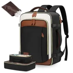Σακίδιο Πλάτης Καμπίνας 40L με USB, Θήκες Οργάνωσης MB2213 black/beige/Brown