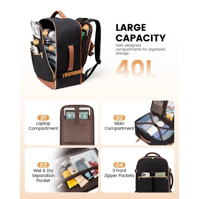 Σακίδιο Ταξιδίου Καμπίνας 40L 17,3" MB2112 black brown Σακίδια Πλάτης MB2112 black brown Lovevook Σακίδιο Ταξιδίου Καμπίνας 40L 17,3" MB2112 black brown