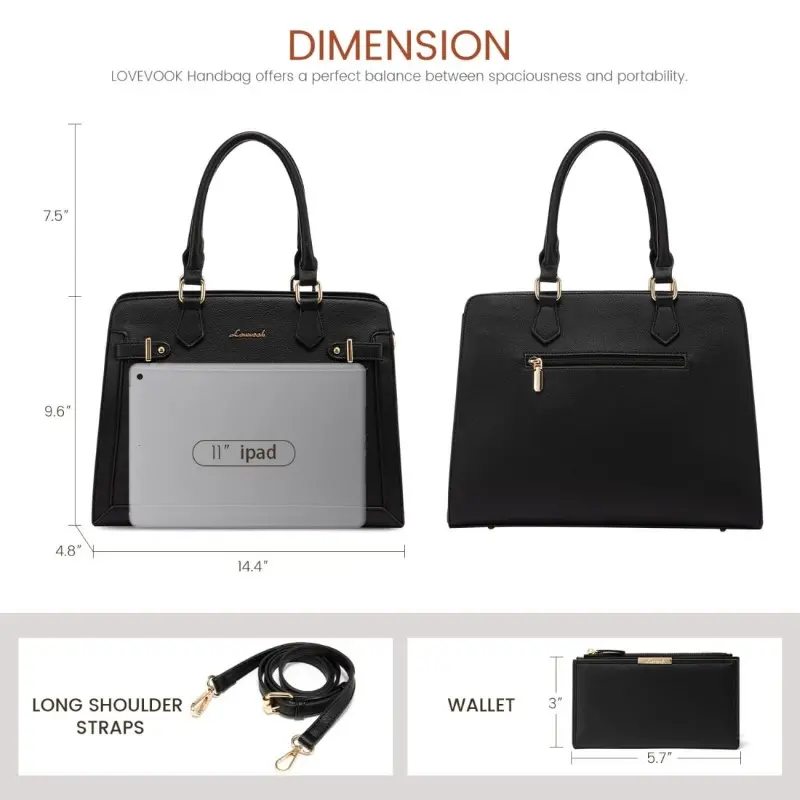 Γυναικείο σετ τσάντας χιαστί/χειρός Lovevook 16'' WB2166 black