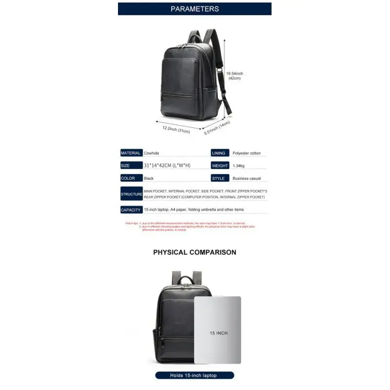 Δερμάτινο Επαγγελματικό Σακίδιο Cardinal 19 L 2302 μαύρο