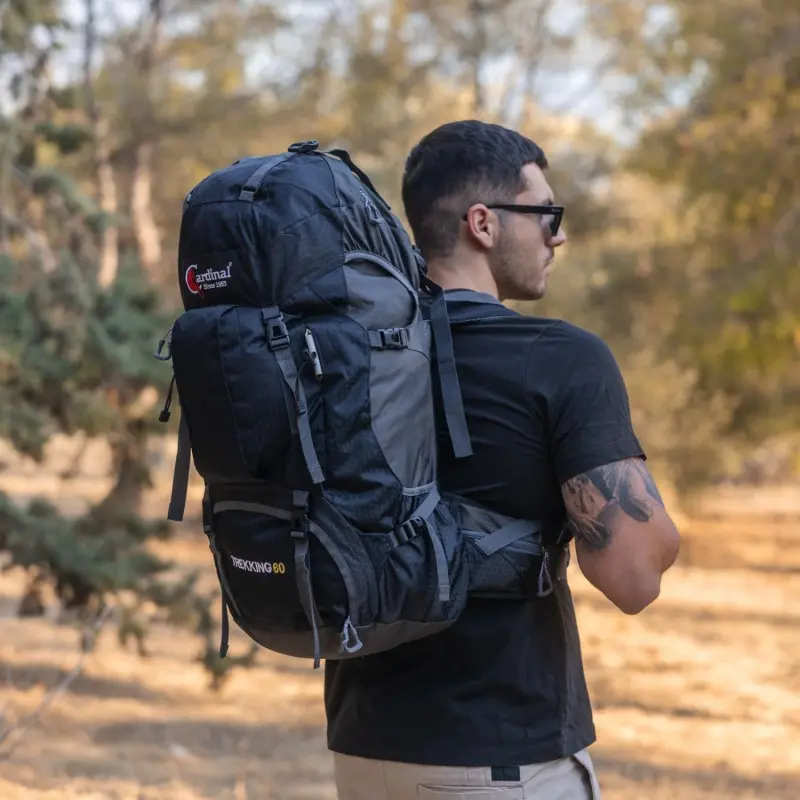 Σακίδιο πεζοπορίας, αδιάβροχο Daypack 60L Camping 1488 μαύρο Σακίδιο πεζοπορίας, αδιάβροχο Daypack 60L Camping 1488 μαύρο