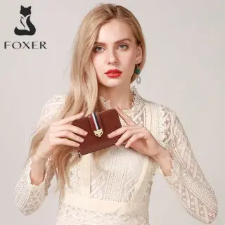 Γυναικείο δερμάτινο πορτοφόλι Foxer 2161002F καφέ