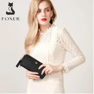 Γυναικείο δερμάτινο πορτοφόλι Foxer 253009F μαύρο