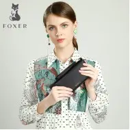 Γυναικείο δερμάτινο πορτοφόλι Foxer 256001F μαύρο