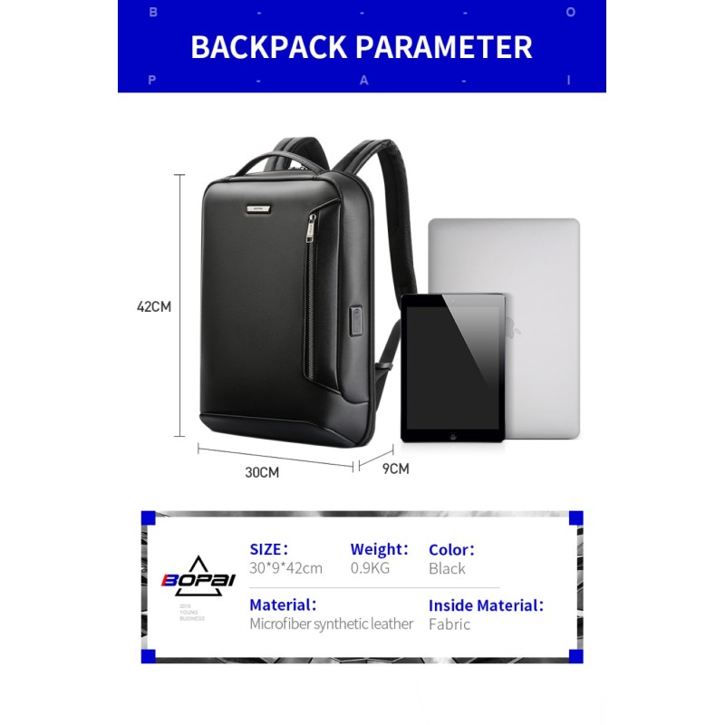 Σακίδιο πλάτης Αντικλεπτικό 24L Laptop 15,6” Bopai 61-109311A μαύρο