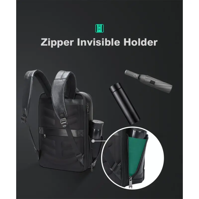 Δερμάτινο Σακίδιο πλάτης Αντικλεπτικό 22L Laptop 15,6” Bopai 61-122411 μαύρο