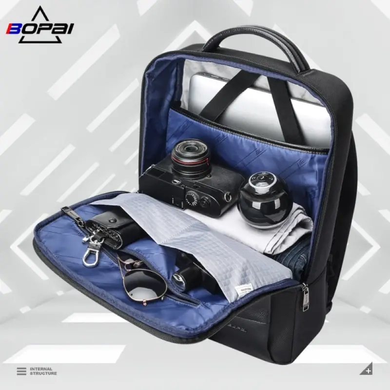Σακίδιο πλάτης Laptop Ύφασμα/Δέρμα  24L 15,6” Bopai 61-123071 μαύρο