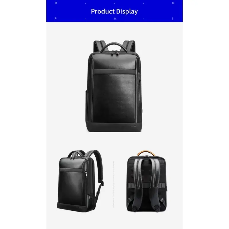 Δερμάτινο Σακίδιο πλάτης Αντικλεπτικό 24L Laptop 15,6” Bopai 61-67011 μαύρο