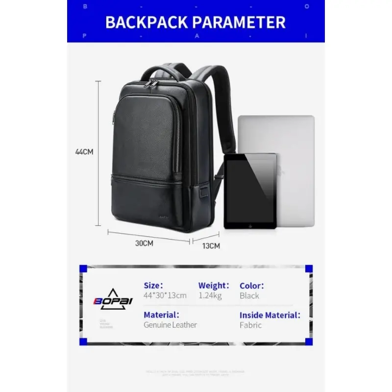 Δερμάτινο Σακίδιο πλάτης Αντικλεπτικό 24L Laptop 15,6” Bopai 61-69711 μαύρο Δερμάτινο Σακίδιο πλάτης Αντικλεπτικό 24L Laptop 15,6” Bopai 61-69711 μαύρο