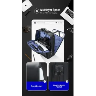 Σακίδιο πλάτης Αντικλεπτικό 24L Laptop 15,6” Bopai 751-006631B μαύρο