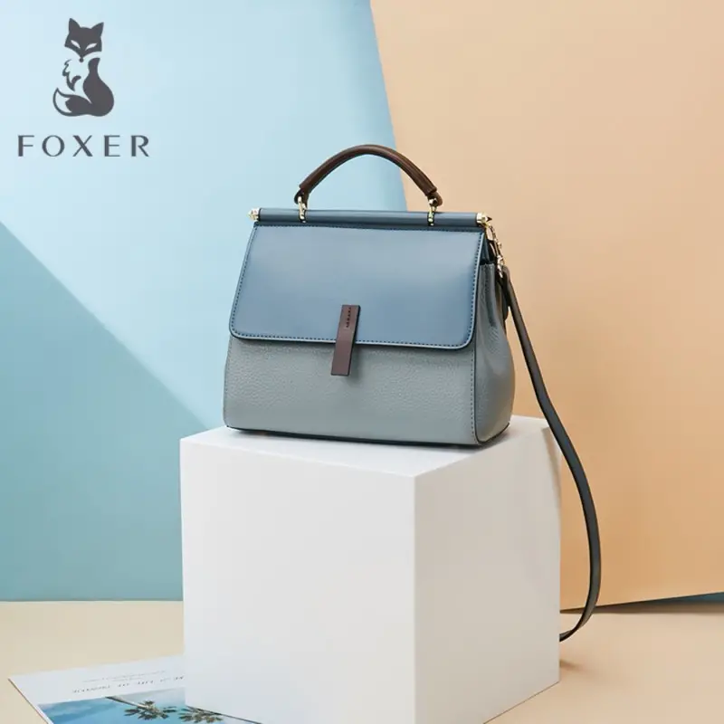 Δερμάτινη Γυναικεία Τσάντα Χειρός/Ώμου Foxer 900121F Blue Δερμάτινη Γυναικεία Τσάντα Χειρός/Ώμου Foxer 900121F Blue