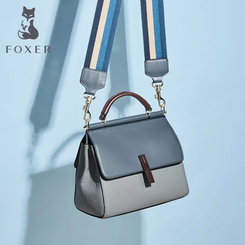 Δερμάτινη Γυναικεία Τσάντα Χειρός/Ώμου Foxer 900121F Blue Δερμάτινη Γυναικεία Τσάντα Χειρός/Ώμου Foxer 900121F Blue