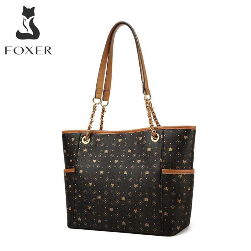 Γυναικεία Τσάντα PVC Shopper  Ωμου Foxer 900146F καφέ