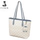 Δερμάτινη Γυναικεία Τσάντα PVC Shopper  Ωμου Foxer 900535F άσπρο/μπλέ