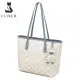 Δερμάτινη Γυναικεία Τσάντα PVC Shopper  Ωμου Foxer 900535F άσπρο/μπλέ