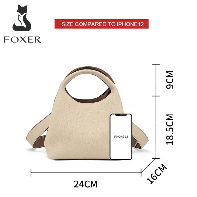 Δερμάτινη Γυναικεία Τσάντα Χιαστί Foxer 9110009F μπέζ/καφέ