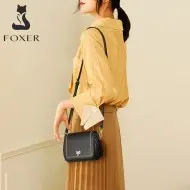 Δερμάτινη Γυναικεία Τσάντα Χιαστί Foxer 9113125F μαύρο