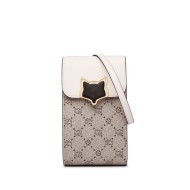 Δερμάτινη Γυναικεία Τσάντα Χιαστί Foxer 9130008F κρέμ/γκρί