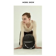 Δερμάτινo Γυναικείo Σακίδιο Πλάτης Foxer 9135064F μαύρο