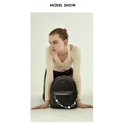 Δερμάτινo Γυναικείo Σακίδιο Πλάτης Foxer 9135064F μαύρο