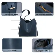 Δερμάτινη Γυναικεία Τσάντα Shopper ‘Ωμου Foxer 9136015F μπλέ