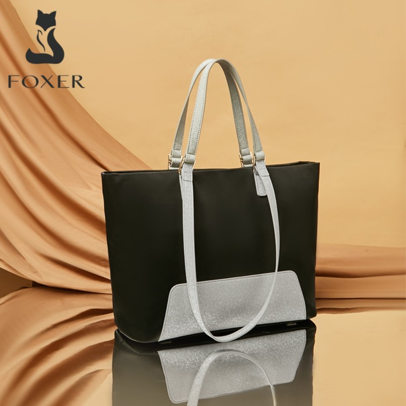 Υφασμάτινη Γυναικεία Τσάντα Shopper  Ωμου Foxer 9136060F μαύρο