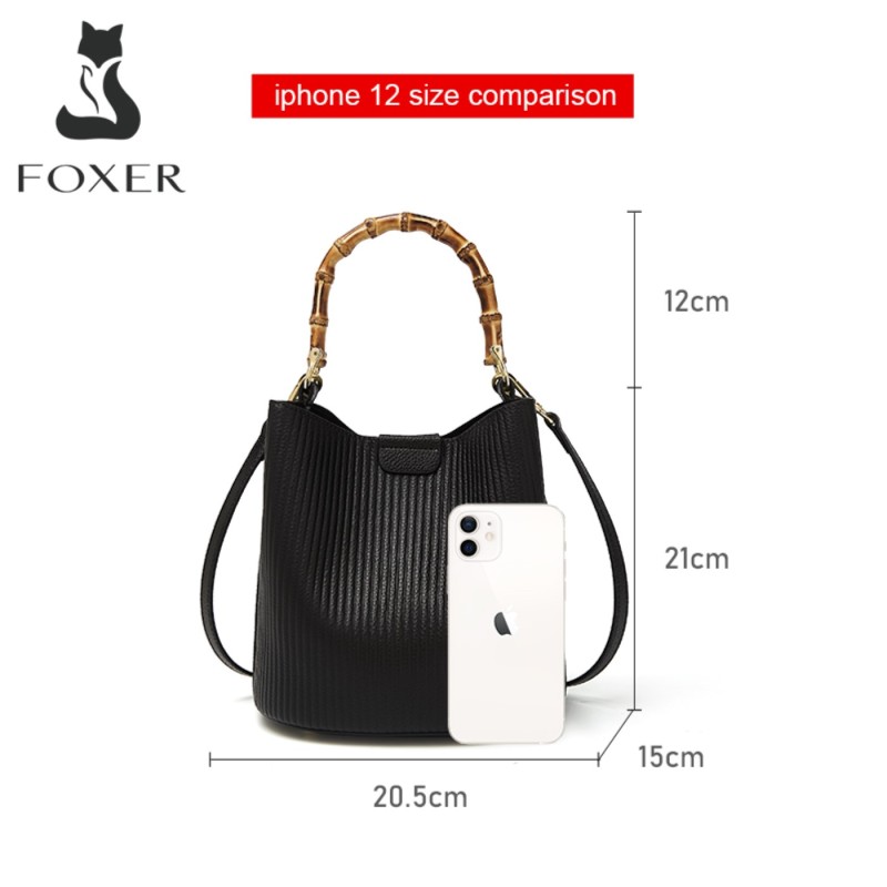 Δερμάτινη Γυναικεία Τσάντα Χειρός/Ώμου Tote Foxer 9136069F μαύρο