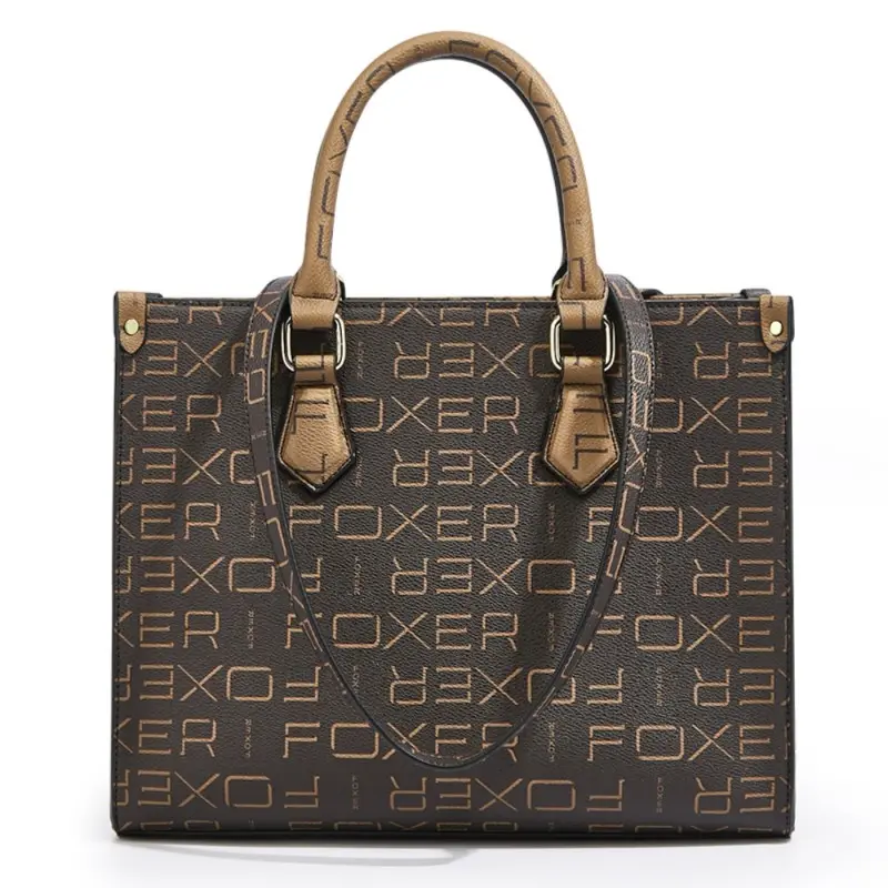 Δερμάτινη Γυναικεία Τσάντα PVC Shopper ‘Ωμου Foxer 9140098F καφέ