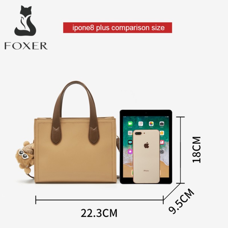 Δερμάτινη Γυναικεία Τσάντα Χειρός/Ώμου Tote Foxer 9158081F μπέζ