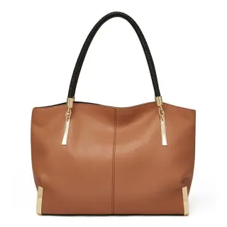 Δερμάτινη Γυναικεία Τσάντα Shopper  Ωμου Foxer 938032F καφέ