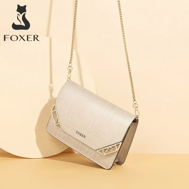 Δερμάτινη Γυναικεία Τσάντα Χιαστί Foxer 941013F χρυσό