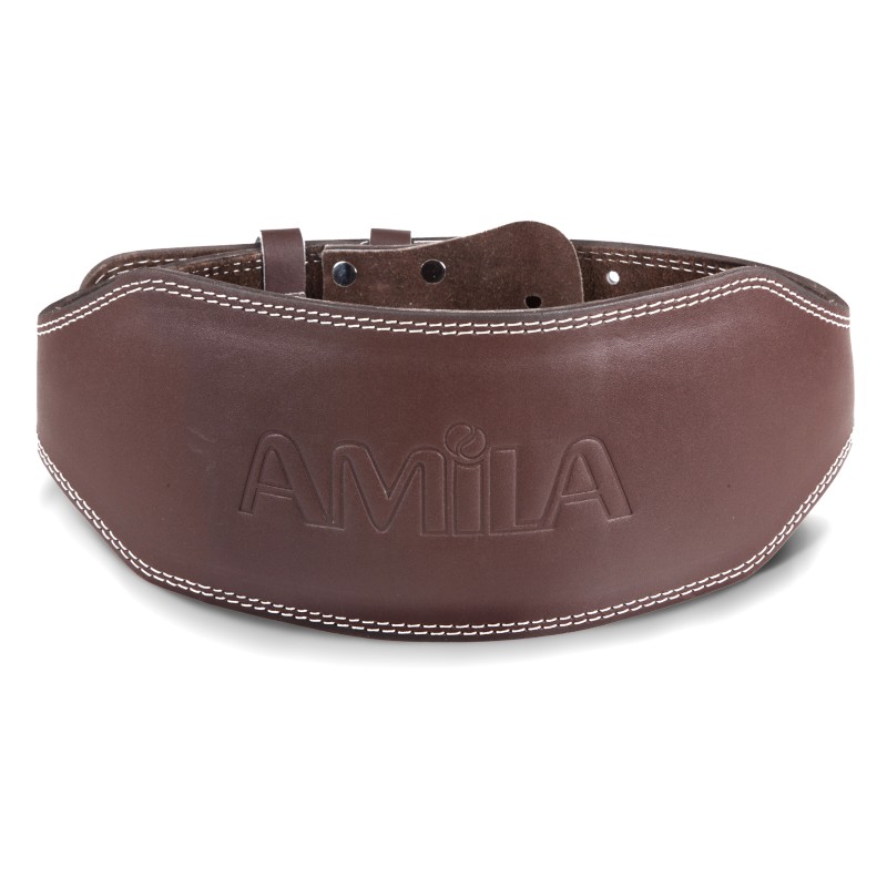 Ζώνη Άρσης Βαρών AMILA Δερμάτινη Καφέ B Quality M 94921