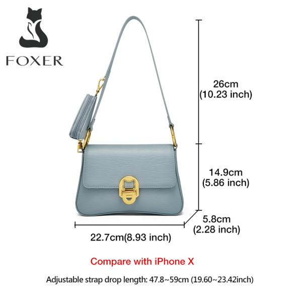 Δερμάτινη Γυναικεία Τσάντα Χιαστί Foxer 953146F μπλέ