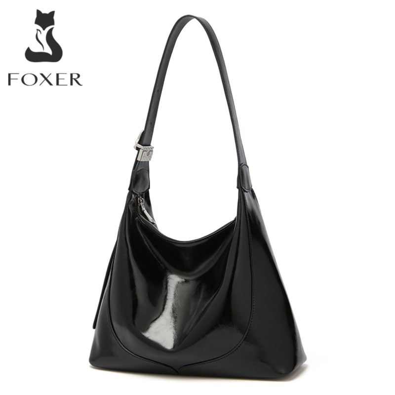 Δερμάτινη Γυναικεία Τσάντα Shopper ‘Ωμου Foxer 954199F μαύρο