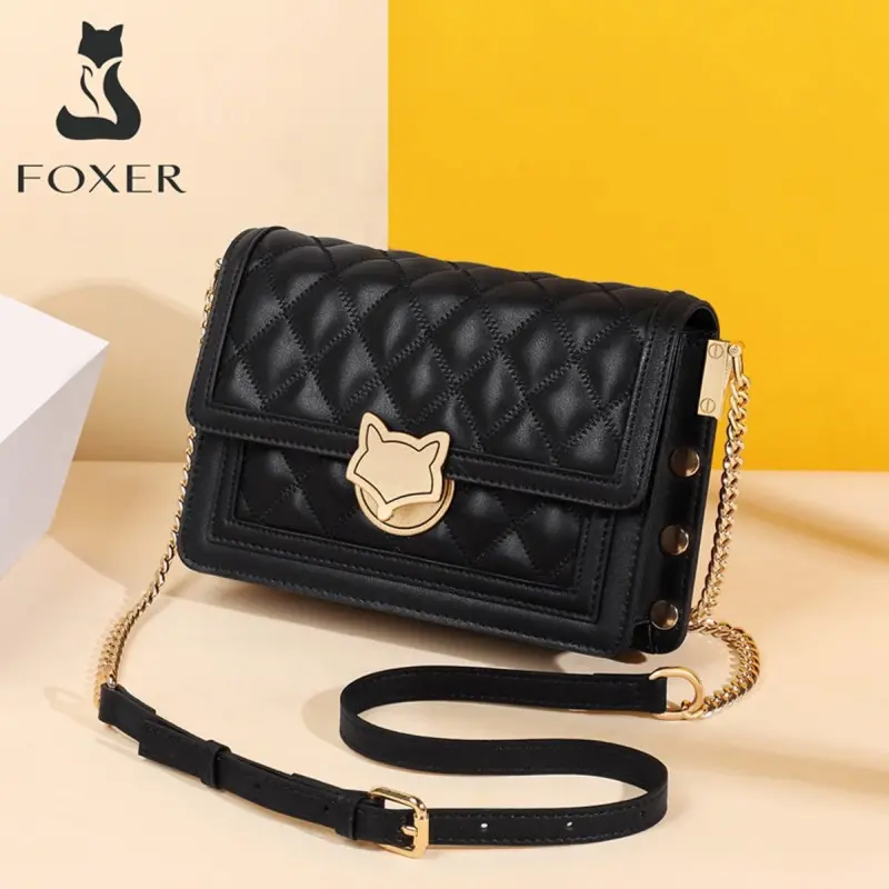 Δερμάτινη Γυναικεία Τσάντα Χιαστί Foxer 985071F μαύρο
