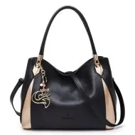 Δερμάτινη Γυναικεία Τσάντα Shopper ‘Ωμου Foxer 987001F μαύρο