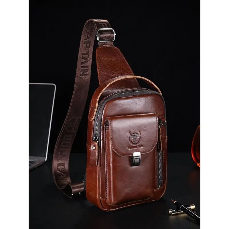 Δερμάτινο τσαντάκι body Bull Captain XB555 σκούρο καφέ
