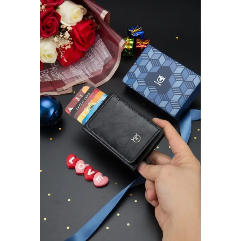 Δερμάτινο πορτοφόλι καρτοθήκη Bull Captain KB464 μαύρη