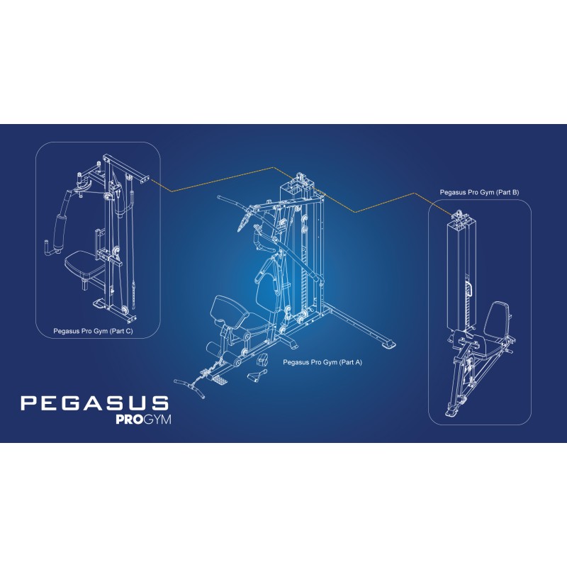 Pegasus Pro Gym 3 MT‑18504‑ABC Λ-645 Ημιεπαγγελματικό Πολυόργανο 3 Θέσεων - Σε 24 Άτοκες Δόσεις