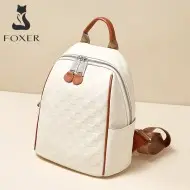 Δερμάτινo Γυναικείo Σακίδιο Πλάτης  Foxer SF900116YF άσπρο